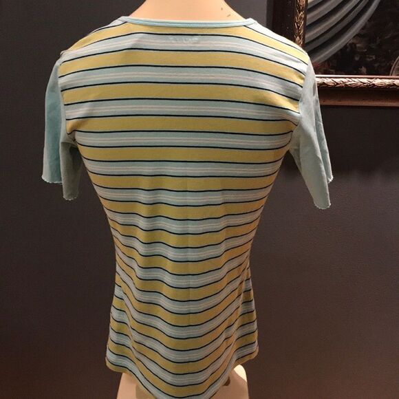 Danskin mint/mustard/white blackberry stripe T, M - Picture 3 of 4